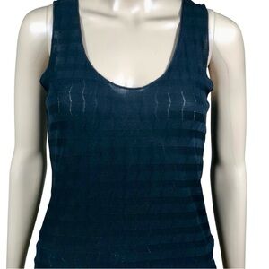 Giorgio Armani black semi sheer tank top with pattern Sz 6